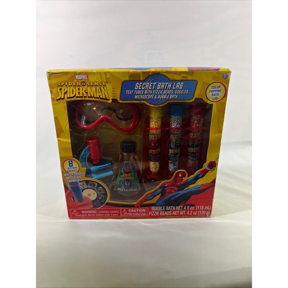 Marvel Spider-Man 2011 Secret Bath Lab Bubble Bath Fizzy Goggles Microscope Kit - Picture 11 of 12